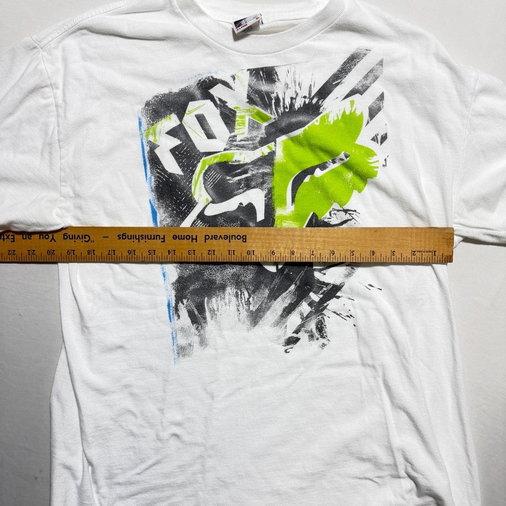 Fox Racing Mens XL White Splatter Graphic Fox Head Logo T-Shirt Motocross Y2K - Picture 4 of 8
